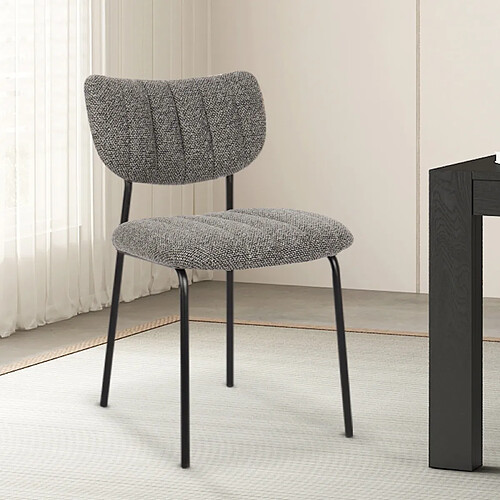 JLC KREATION Chaise de salle à manger en tissu gris anthracite ANTO (lot de 2)