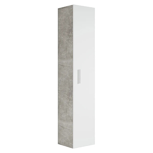 Badplaats Armoire de salle de bain Pluto 30 x 30 x 150 cm - Béton avec blanc