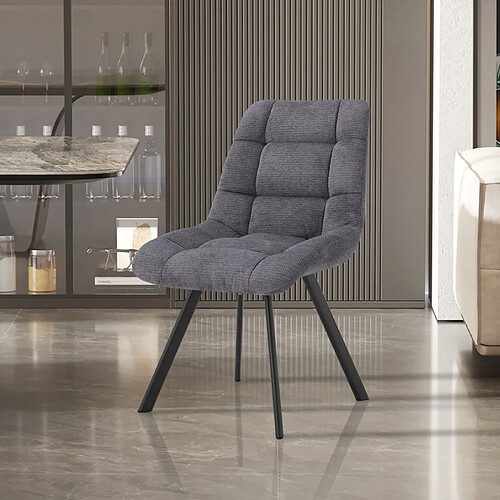 JLC KREATION Chaise de salle à manger en tissu gris anthracite ZELIE (lot de 2)