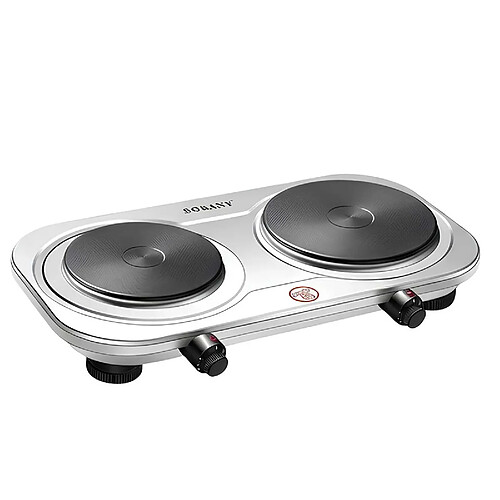 Sokany Plaque Électrique Double Feux 2500W Thermostat Réglable Chauffe Rapide Gris
