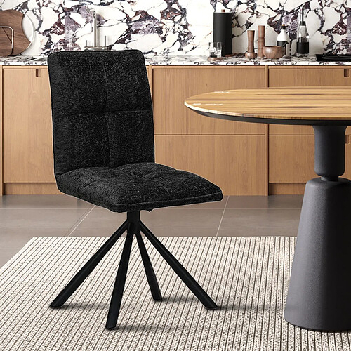 JLC KREATION Chaise pivotante en tissu gris foncé KAJA (lot de 2)