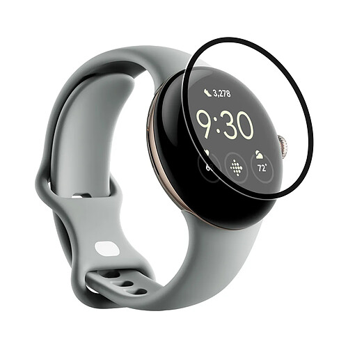 Verre trempé avec bords Noir pour Google Pixel Watch 2 1.2" 41mm - Visiodirect