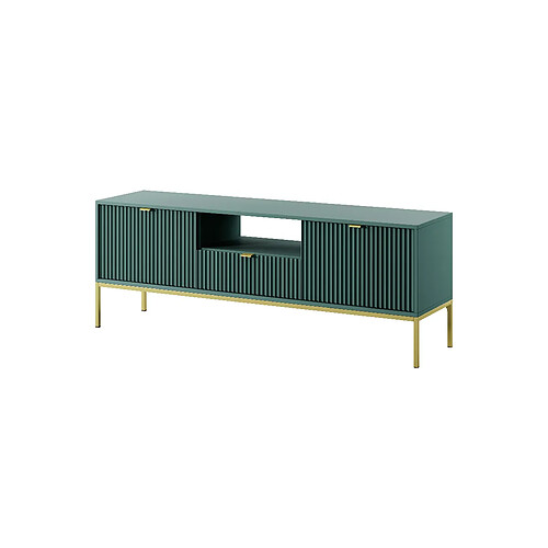 3XELIVING Meuble TV : Labrador, or, 154 x 56 x 39 cm, poignées dorées