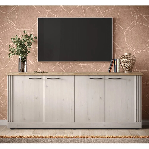 JLC KREATION Buffet moderne 4 portes coloris chêne naturel 210cm YANIS