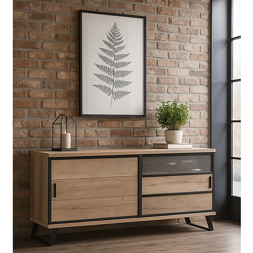 JLC KREATION Buffet contemporain 2 portes coulissantes PERO