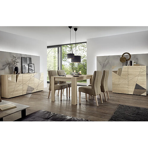 JLC KREATION Salle à manger complète moderne coloris chêne clair ANTONIA