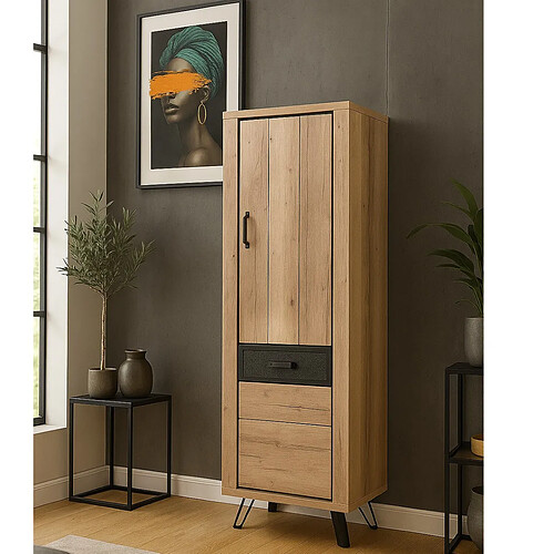 JLC KREATION Colonne 2 portes pleines bois et métal ERIA