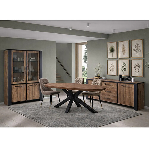 JLC KREATION Salle manger complète en bois avec table ovale SAMANTHA