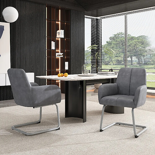 modfu Lot de 4 chaises de salle à manger avec pieds en acier gris
