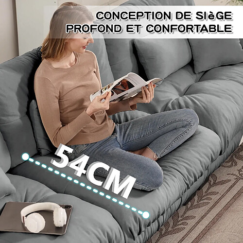 Merax Canapé Compressé-canapé Modulable 3 Places-avec 2 Repose-canapé D'angle Relax-salon-rose
