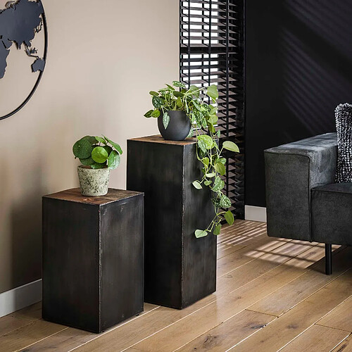 JLC KREATION Colonne pour fleurs en bois et métal Hauteur 50cm TARA