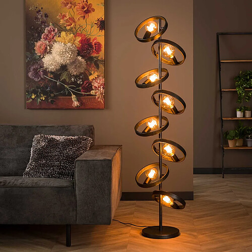 JLC KREATION Lampadaire design industriel en métal avec anneaux ERVO 2