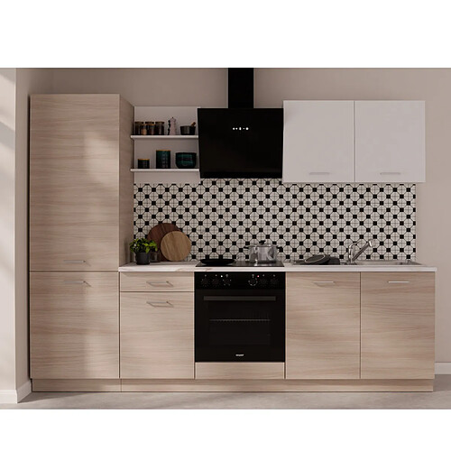 JLC KREATION Cuisine complète blanc et bois 270cm TIA