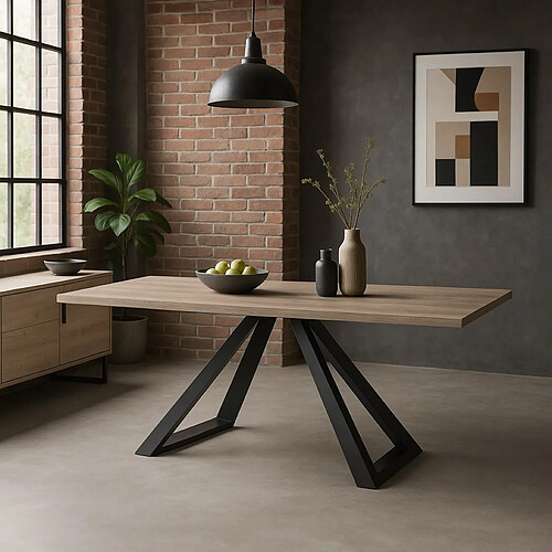 JLC KREATION Table à manger contemporaine fixe L 240cm décor chêne PERO