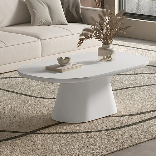 JLC KREATION Table de salon organique ovale en fibre de ciment 120cm RITA