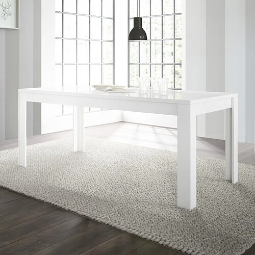 JLC KREATION Table à manger design laqué blanc 180cm APHODITE