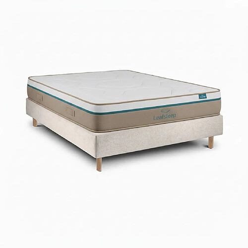 Leafsleep Ensemble Spring Visco et Sommier Pearl - Cama et Matelas Taille 200 x 80 cm Hauteur 62 cm
