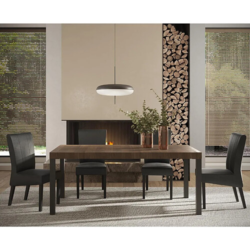 JLC KREATION Table à manger moderne bois et pied métal 190cm EZE