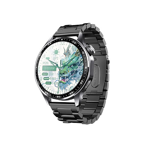 INF Montre connectée avec ECG, cardiofréquencemètre, tensiomètre et podomètre Black three bead