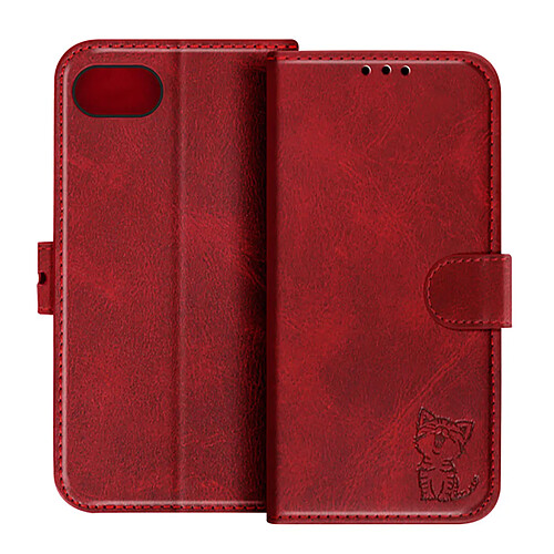 Avizar Étui Portefeuille pour iPhone 17e Motif Chaton avec Fonction Support Rouge