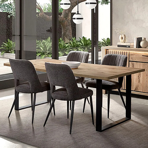 JLC KREATION Table de repas 200cm avec piètement métal SANTORINI