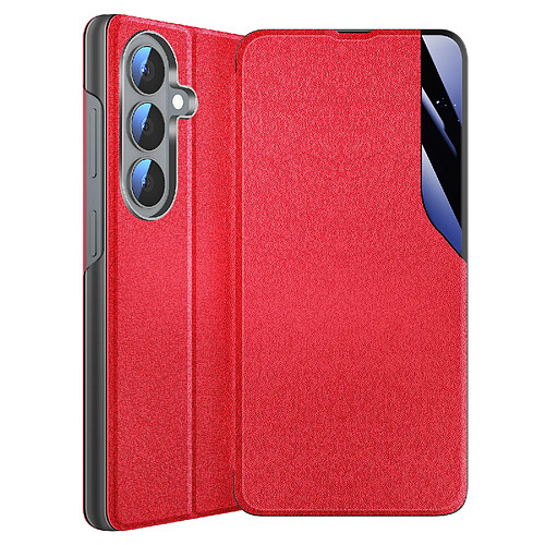 Avizar Étui Clapet pour Galaxy S26 Conception Bi-Matière avec Fonction Support Rouge