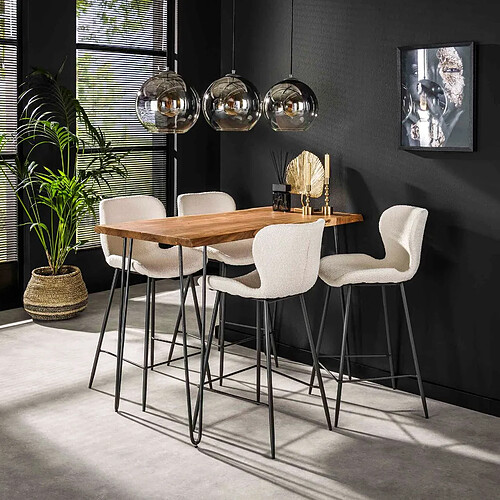 JLC KREATION Table haute en bois d'acacia massif 130cm EDITO