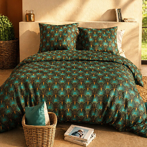 Atelier du coton Parure housse de couette imprimée 100% coton 57fils ROMANA
