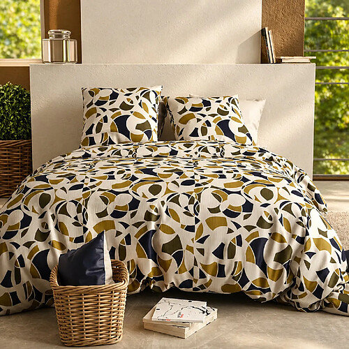Atelier du coton Parure housse de couette imprimée 100% coton 57fils KLEE