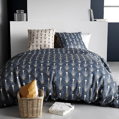 Atelier du coton Parure housse de couette 100% coton 57fils paon