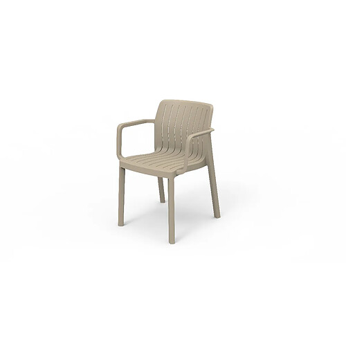 Pegane Lot de 6 chaises de jardin avec accoudoirs coloris Taupe