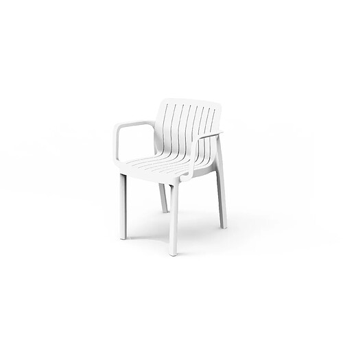 Pegane Lot de 6 chaises de jardin avec accoudoirs coloris Blanc