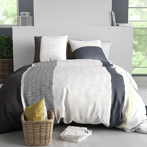 Atelier du coton Parure housse de couette 3pcs 100% coton 57fils stratus
