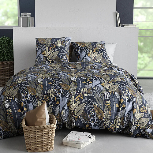 Atelier du coton Parure housse de couette imprimée 100% coton 57fils EMALI