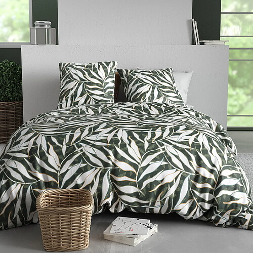 Atelier du coton Parure housse de couette imprimée 100% coton 57fils FILVERDE