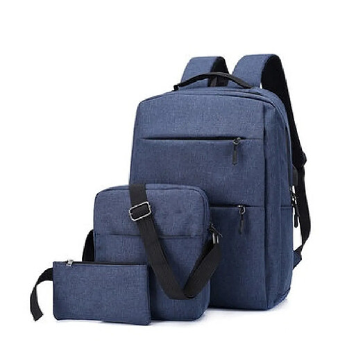 Generic Home Ensemble de 3 sacs à dos avec chargeur USB, étanche, sac à bandoulière, pour camping et voyage, bleu