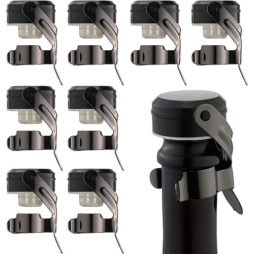 Vendos85 8 Bouchon de vin et champagne réutilisable en inox et silicone