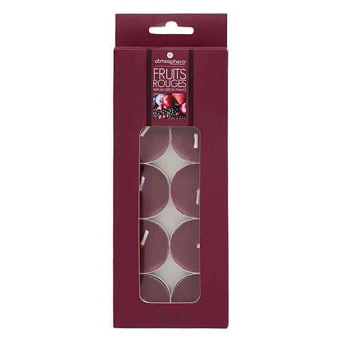 Atmosphera Lot de 10 Bougies Chauffe-Plat Parfumées 3,7cm Fruits Rouges