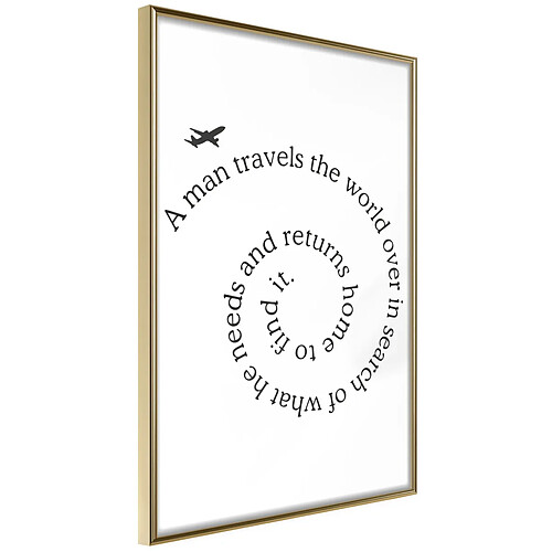 Paris Prix Affiche Murale Encadrée Travel Broadens the Mind 21 x 30 cm Or
