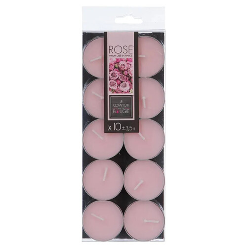 Atmosphera Lot de 10 Bougies Chauffe-Plat Parfumées 3,7cm Rose