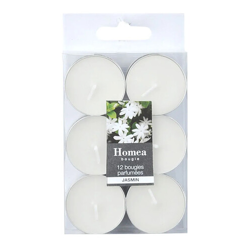 Paris Prix Lot de 12 Bougies Chauffe-Plat Essentiel 3,5cm Jasmin