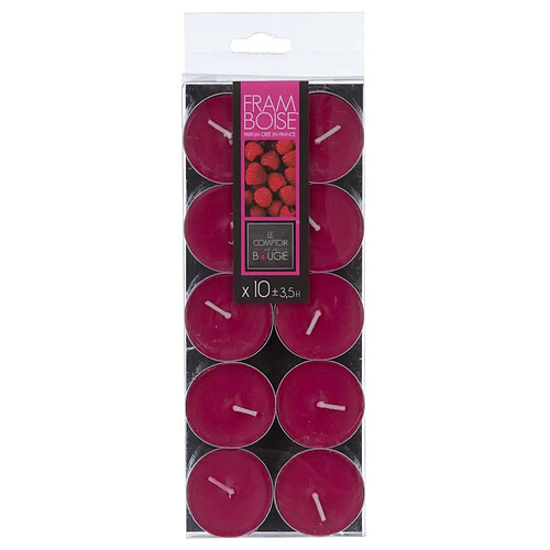 Atmosphera Lot de 10 Bougies Chauffe-Plat Parfumées 3,7cm Framboise