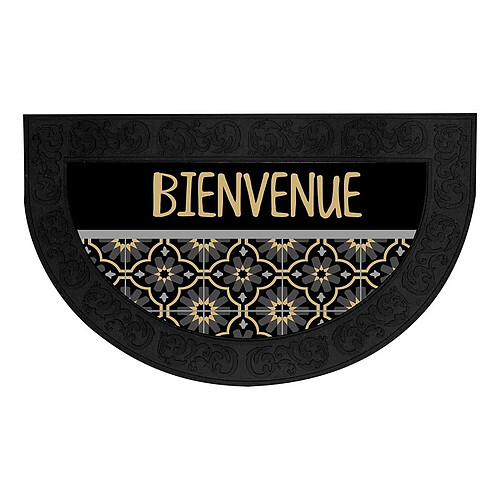 Paris Prix Tapis d'Entrée Demi-Lune Tomina 45x75cm Noir & Or