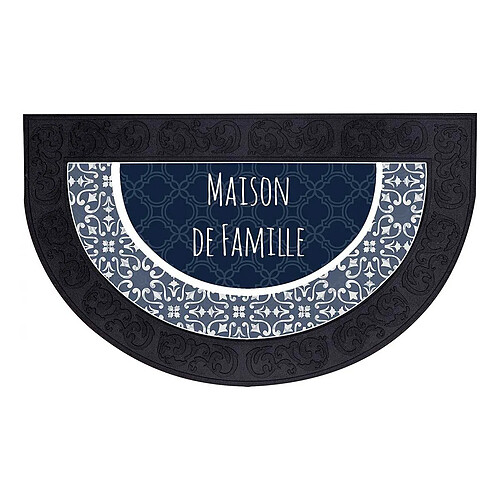 Paris Prix Tapis d'Entrée Demi-Lune Eltea 45x75cm Noir & Bleu