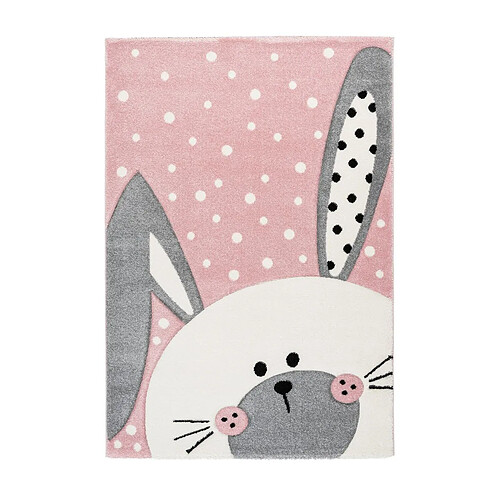 Paris Prix Tapis de Chambre Enfant Lapin Caiguna Rose 80 x 150 cm
