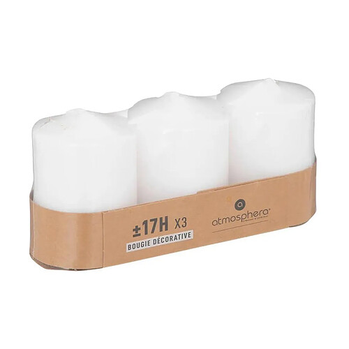 Atmosphera Lot de 3 Bougies Votives Many 7,5cm Blanc