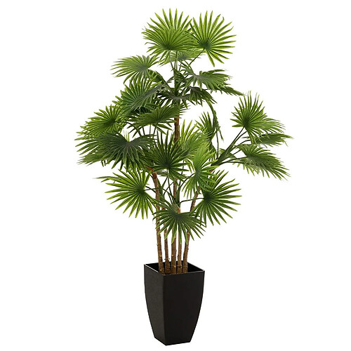 Paris Prix Plante Artificielle Palmier en Pot 105cm Vert & Noir