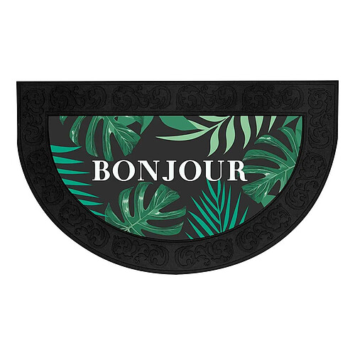 Paris Prix Tapis d'Entrée Demi-Lune Vesta 45x75cm Noir & Vert