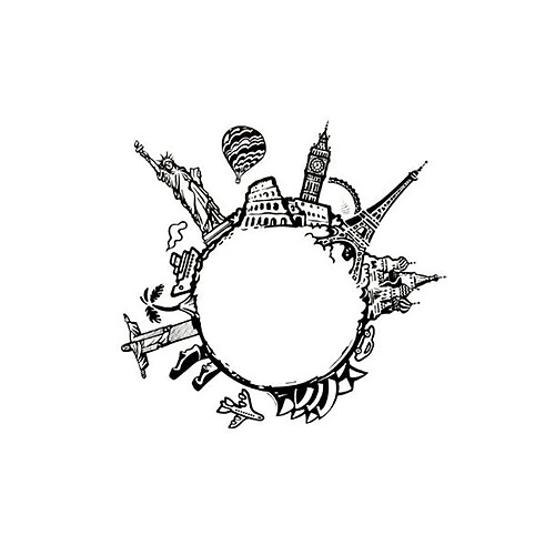 Atmosphera Sticker Plat Déco Monde 60cm Noir & Blanc