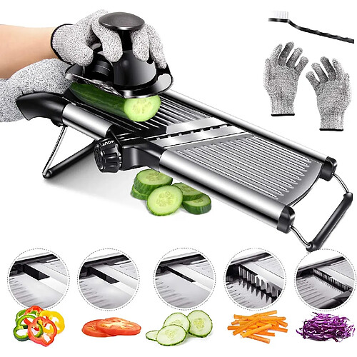 Vendos85 Mandoline Réglable 1-9 mm avec Julienne et Gants
